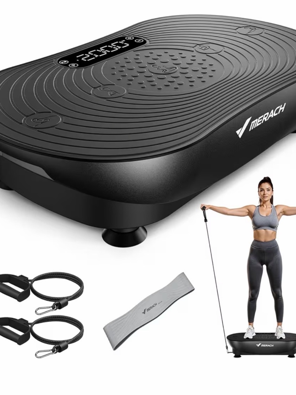 Black Vibration Platform with Resistance Bands